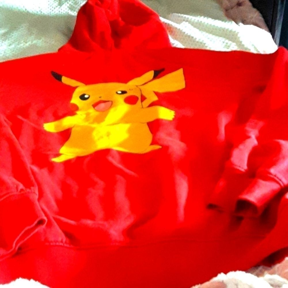 Mens JI  Video  Pokeman Red  Double Sided  ‎ Hoodie Sweatshirt sz M
